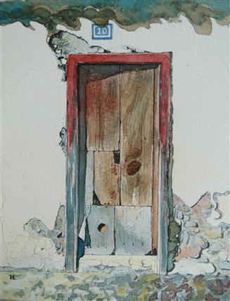 Deur nr.10 9x11 aquarel